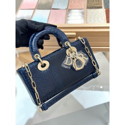 디올 Dior Small Lady D-Joy Bag Blue 22cm