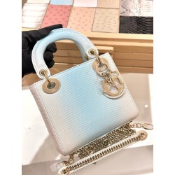 디올 Dior Mini Lady Bag Blue 17cm