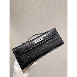 에르메스 Hermes Kelly cut Niloticus 89 Noir/silver