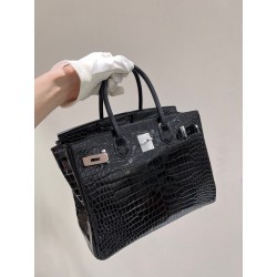 에르메스 Hermes Birkin 30cm Porosus 89 Noir/silver