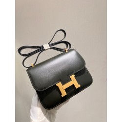 에르메스 Hermes Constance 19cm Box 67 Vert Fonce/gold