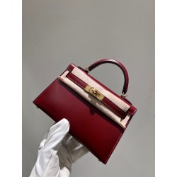 에르메스 Hermes Mini Kelly Box 55 Rouge H/gold