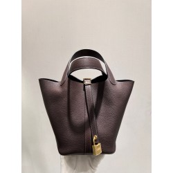 에르메스 Hermes Picotin 18cm Barenia Faubourg 46 Ebene/gold