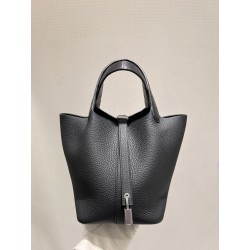 에르메스 Hermes Picotin 18cm Germany Leather and Alligator 89 Noir/silver