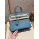 에르메스 Hermes Birkin 25cm Togo D2 New Blue jean/silver