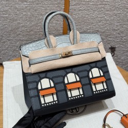 에르메스 Hermes Birkin Faubourg Touch 20cm Madame and Alligator 0L Girs Meyer 0V Girs Ciment  H0 Gris Misty/gold