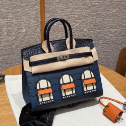에르메스 Hermes Birkin Faubourg Touch 20cm Madame and Alligator 78 Blue Marine S4 Deep Blue 76 Blue lndigo/silver
