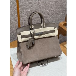 에르메스 Hermes Birkin Grizzly 25cm Grizzly and Swift 18 Etoupe/silver