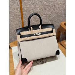 에르메스 Hermes Birkin Toile H 25cm Swift and Canvas 4C Ecorce/silver