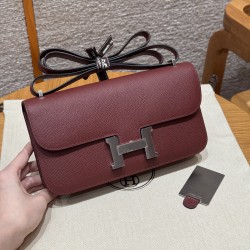 에르메스 Hermes Constance Elan 24cm Epsom 55 Rouge H/silver
