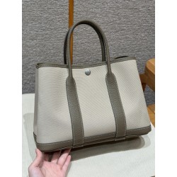 에르메스 Hermes Garden party 30cm Canbas and Negonda 8L Beton and 18 Etoupe