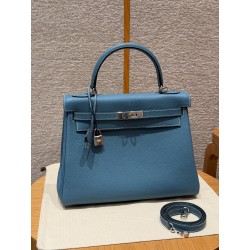 에르메스 Hermes Kelly 32cm Togo 75 Blue Jean/silver