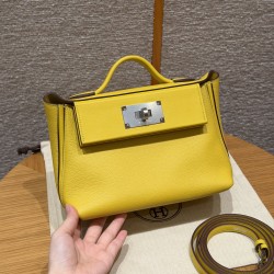 에르메스 Hermes Kelly 2424 21cm evercolor and Swift B4 Sun/silver