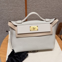 에르메스 Hermes Kelly 2424 29cm Togo and Swift 8L Beton/gold