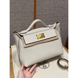 에르메스 Hermes Kelly 2424 29cm Togo and Swift 10 Craie and 4B Biscuit/gold