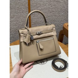 에르메스 Hermes Kelly Colormatic 25cm Swift 1C Poussiere/silver