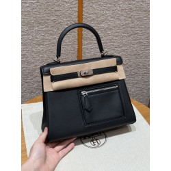 에르메스 Hermes Kelly Colormatic 25cm Swift 89 Noir/silver