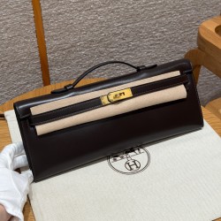 에르메스 Hermes Kelly cut 31cm Box 47 Chocolate/gold