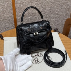 에르메스 Hermes Kelly Doll 16cm Alligator 89 Noir/silver