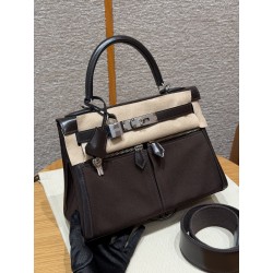 에르메스 Hermes Kelly Lakis 28cm Box 46 Ebene/silver