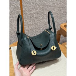 에르메스 Hermes Lindy 26cm Clemence 60 Vert cypres/gold