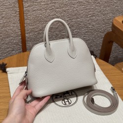 에르메스 Hermes Mini Bolide 18cm Evercolor 80 Gris perle/silver