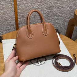에르메스 Hermes Mini Bolide 18cm Evercolor and Swift 37 Gold and 71 Blue France/gold