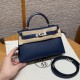 에르메스 Hermes Mini Kelly 19cm Madame and Alligator 73 Blue Saphir/silver