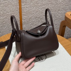 에르메스 Hermes Mini Lindy 19cm Swift 46 Ebene/silver