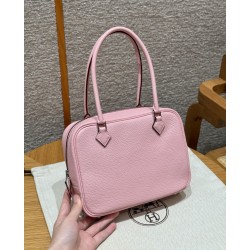 에르메스 Hermes Mini Plume 21cm Chevre 3Q Rose Sakura/silver