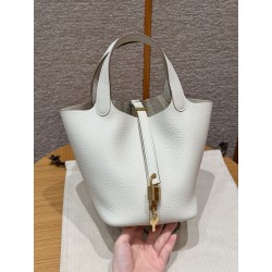 에르메스 Hermes Picotin lock 18cm clemence 0T Mushroom/gold
