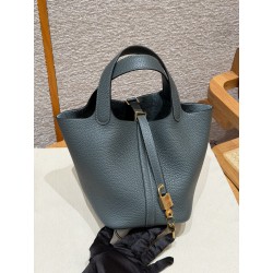 에르메스 Hermes Picotin lock 18cm clemence Q0 Vert Mangrove/gold