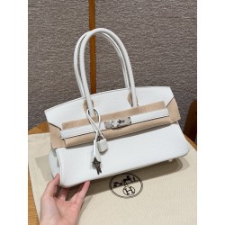 에르메스 Hermes Shoulder Birkin 29cm Clemence 01 Blanc/silver