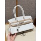 에르메스 Hermes Shoulder Birkin 29cm Clemence 01 Blanc/silver
