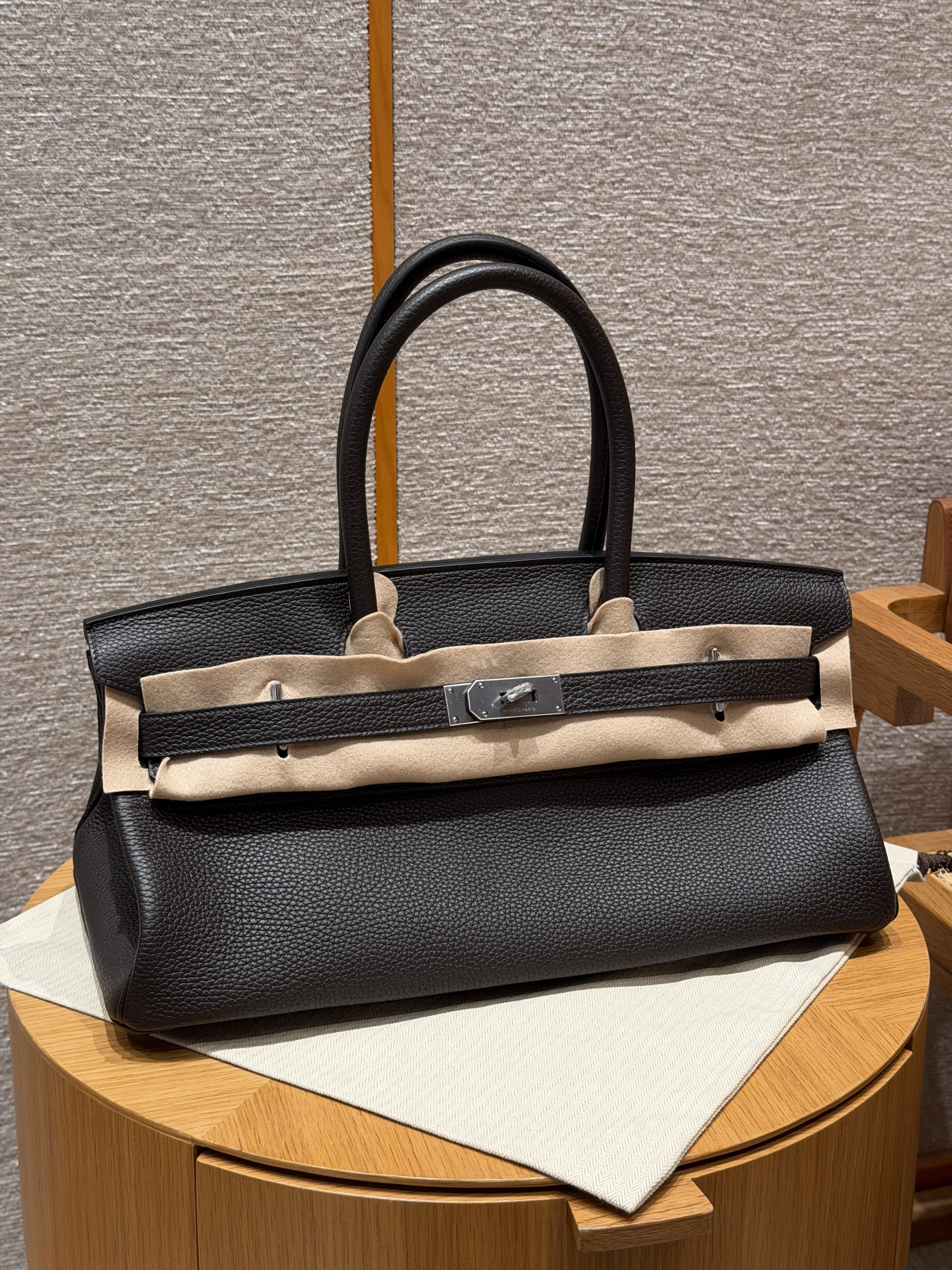 에르메스 Hermes Shoulder Birkin 42cm Clemence 46 Ebene/silver
