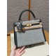 에르메스 Hermes Toile H Kelly 25cm Swift and Canvas 85 Ardoise/gold