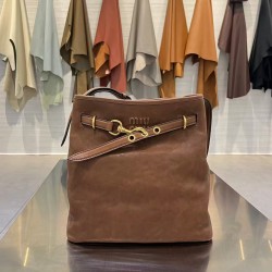 미우 미우 Miu Miu 5BE101 Nappa Leather Bucket Bag Oak