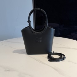 미우 미우 Miu Miu 5BA330 Ivy leather handbag Black 17cm