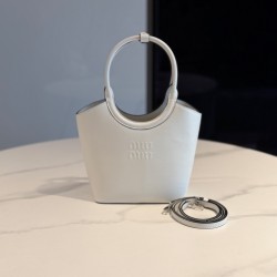 미우 미우 Miu Miu 5BA330 Ivy leather handbag White 17cm
