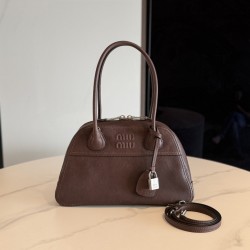미우 미우 Miu Miu 5BB199 Vivant Nappa 가죽 백 Briarwood 32cm