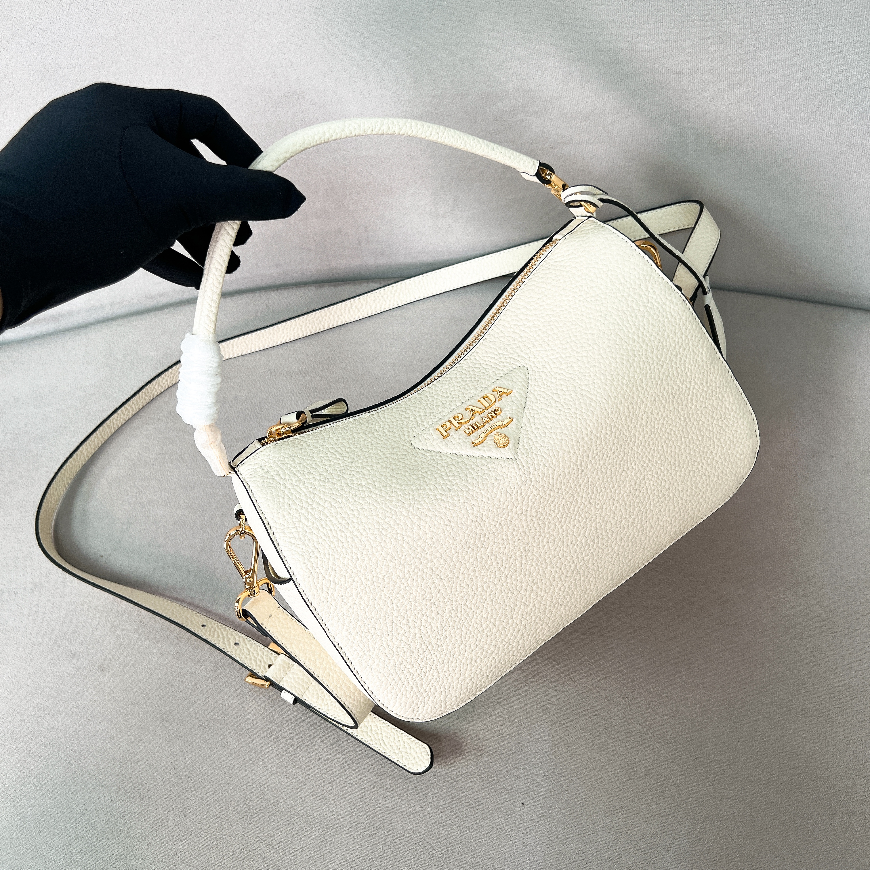 프라다 Prada 1BC277 Small leather bag White 25cm