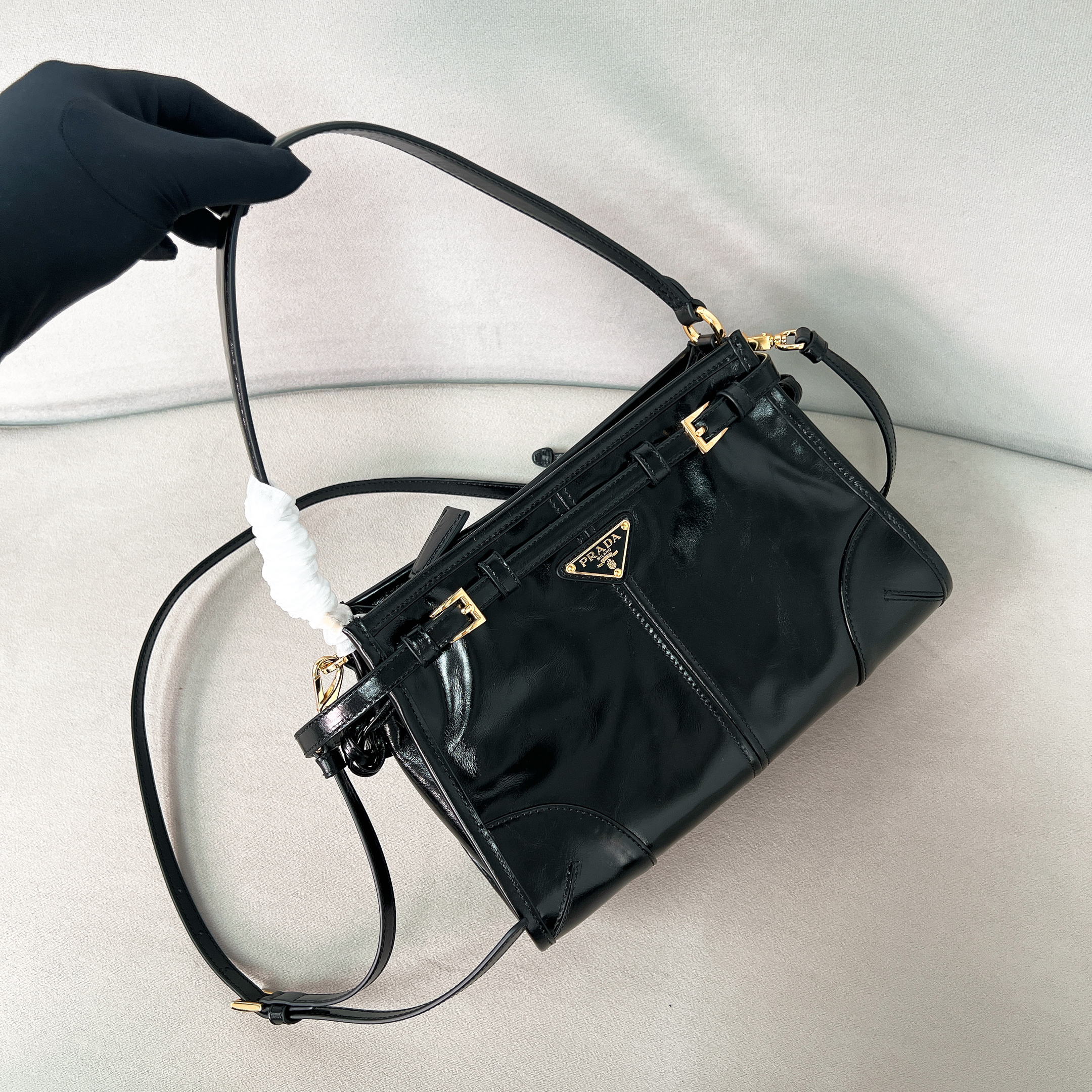 프라다 Prada 1BC297 Bonnie small shoulder bag Black 26cm