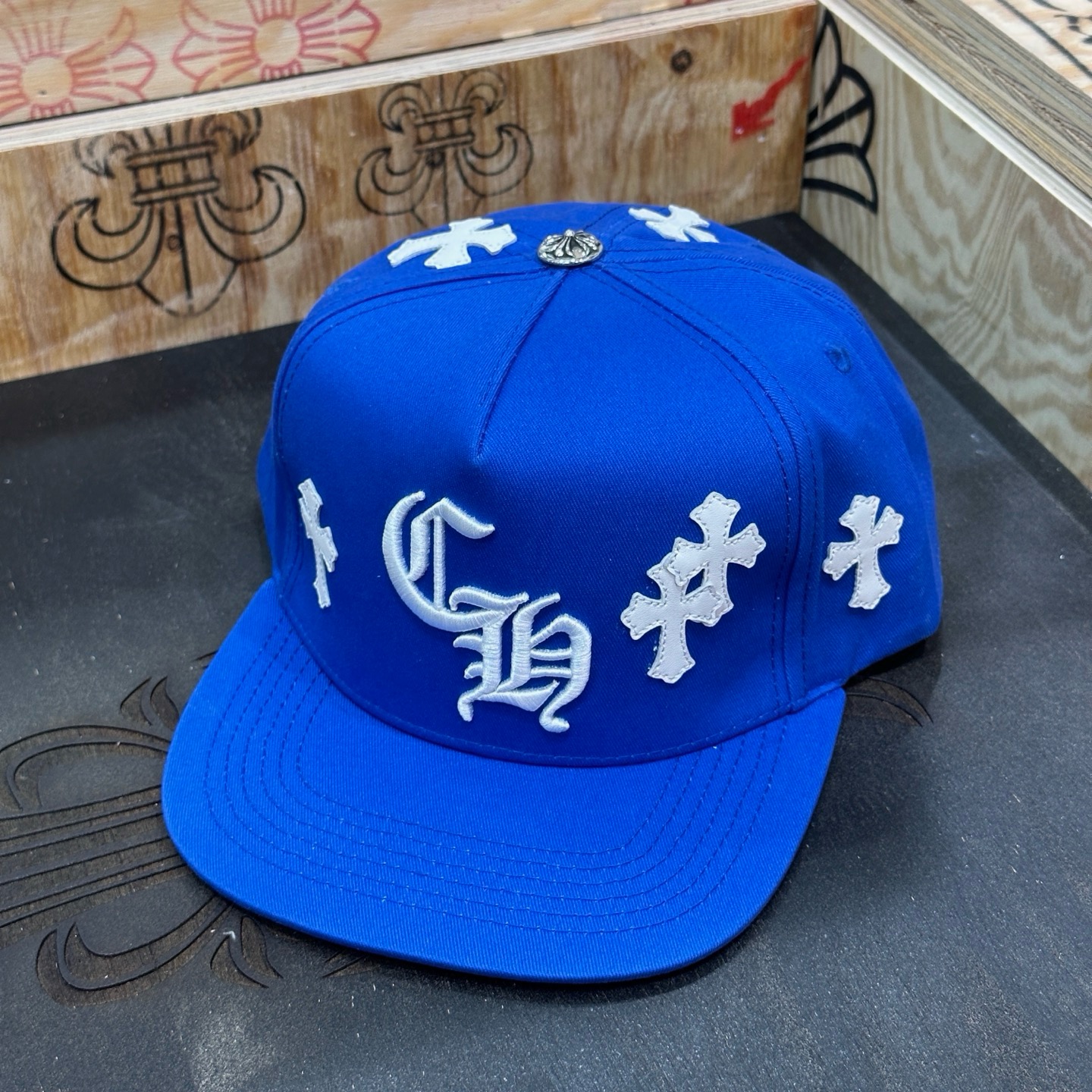크롬하츠 Chrome Hearts Cross Patch Baseball Hat Blue&White