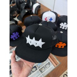 크롬하츠 Chrome Hearts Leather Star Trucker Hat Black&White