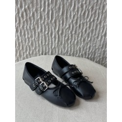 미우 미우 Miu Miu 5F466A Nappa and calf leather ballerinas 플랫 Black