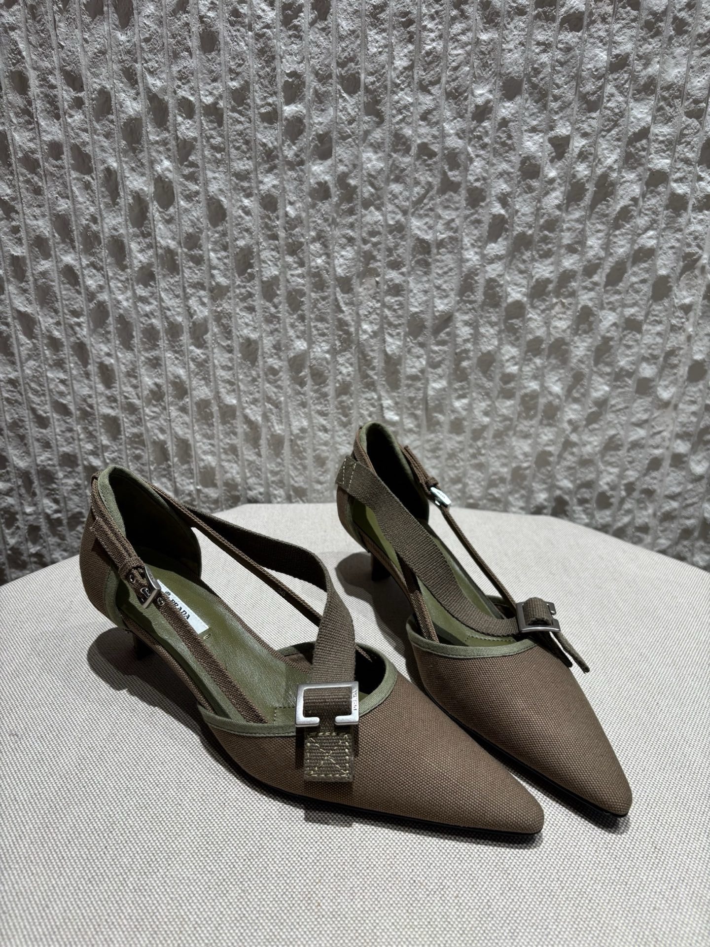 프라다 Prada Canvas pumps Dark green