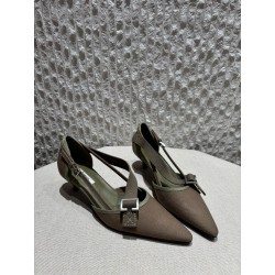 프라다 Prada Canvas pumps Dark green