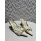 프라다 Prada Mesh fabric slingback pumps Apricot 7.5cm