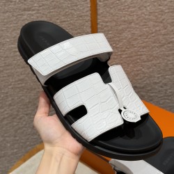 에르메스 Hermes 180 Chypre sandal  Matte Alligator&01 Blanc