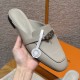 에르메스 Hermes 188 Oz Mule Goatskin&Pebble Beige